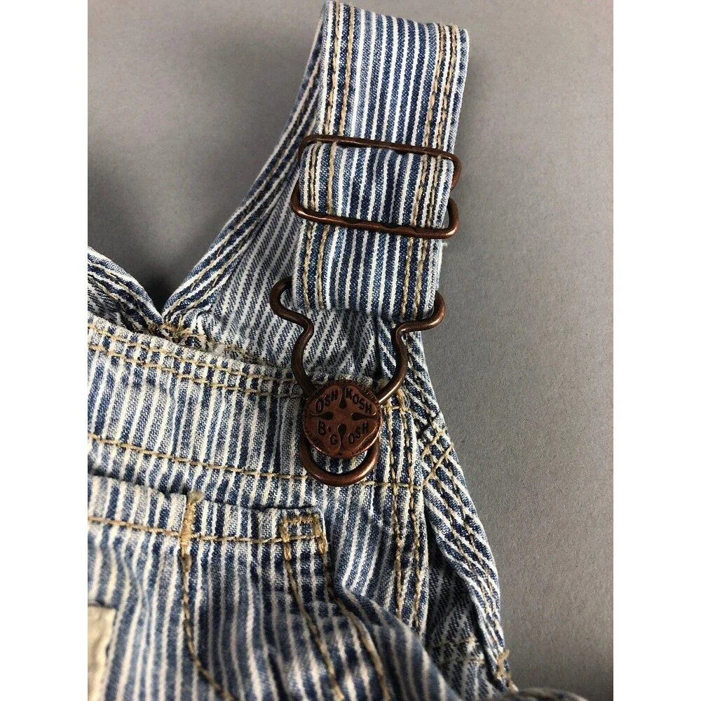 Oshkosh Dress 18 Month Vestback Denim Blue Pinstripe Railroad Toddler Bibs